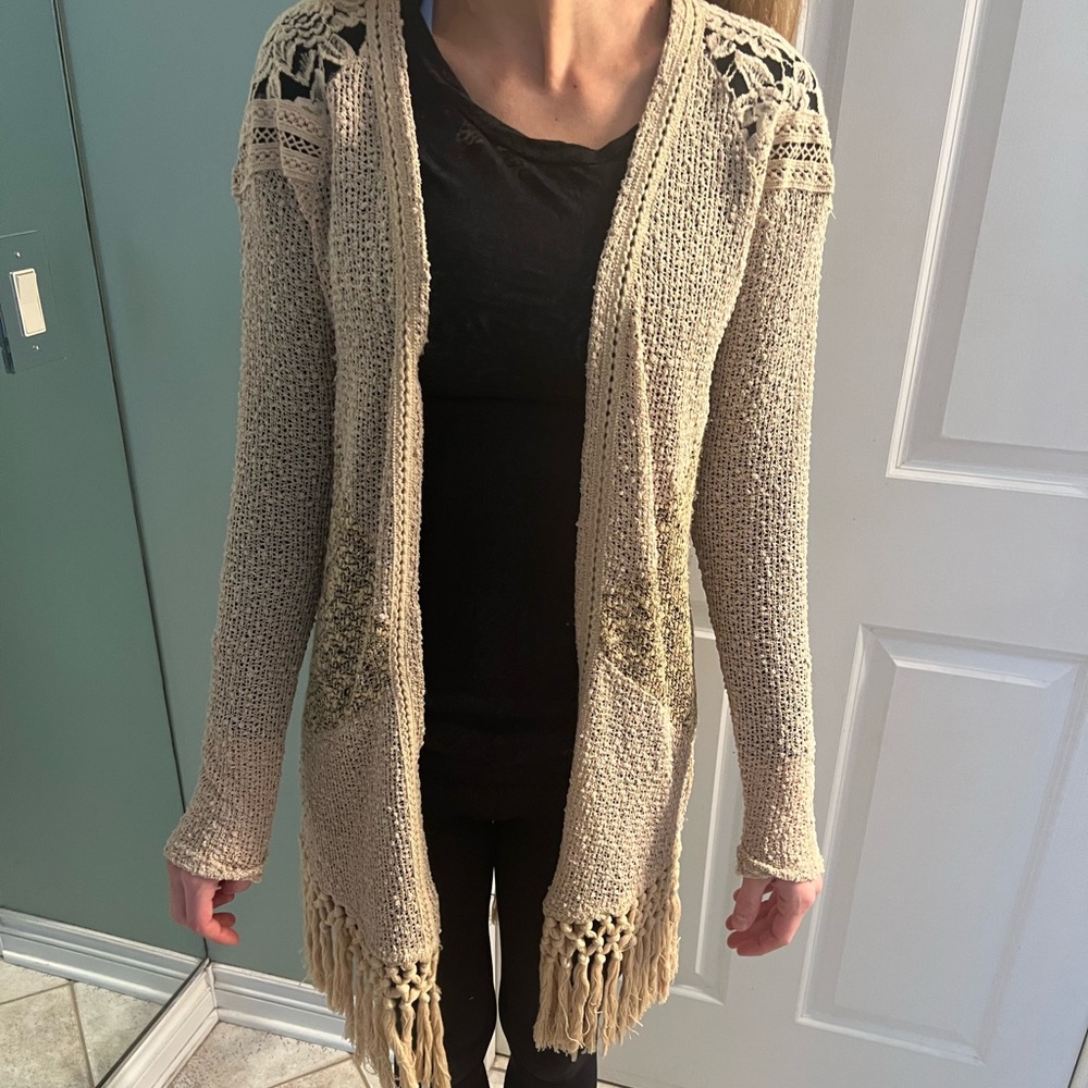 MissMe Buckle tan cardigan